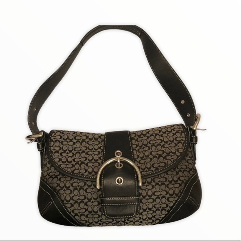 Coach vintage y2k small soho signature mini bag black leather gray 6818